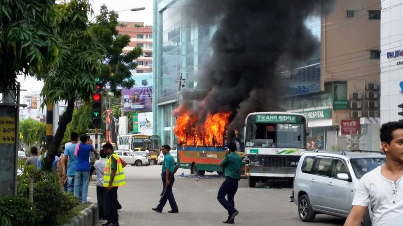 bus aflame