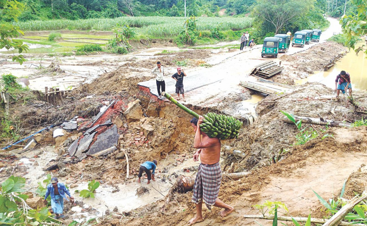 Incessant rain for the last three days has made life miserable in the district. Photo: Anvil Chakma, Mohammad Ali Jinnat