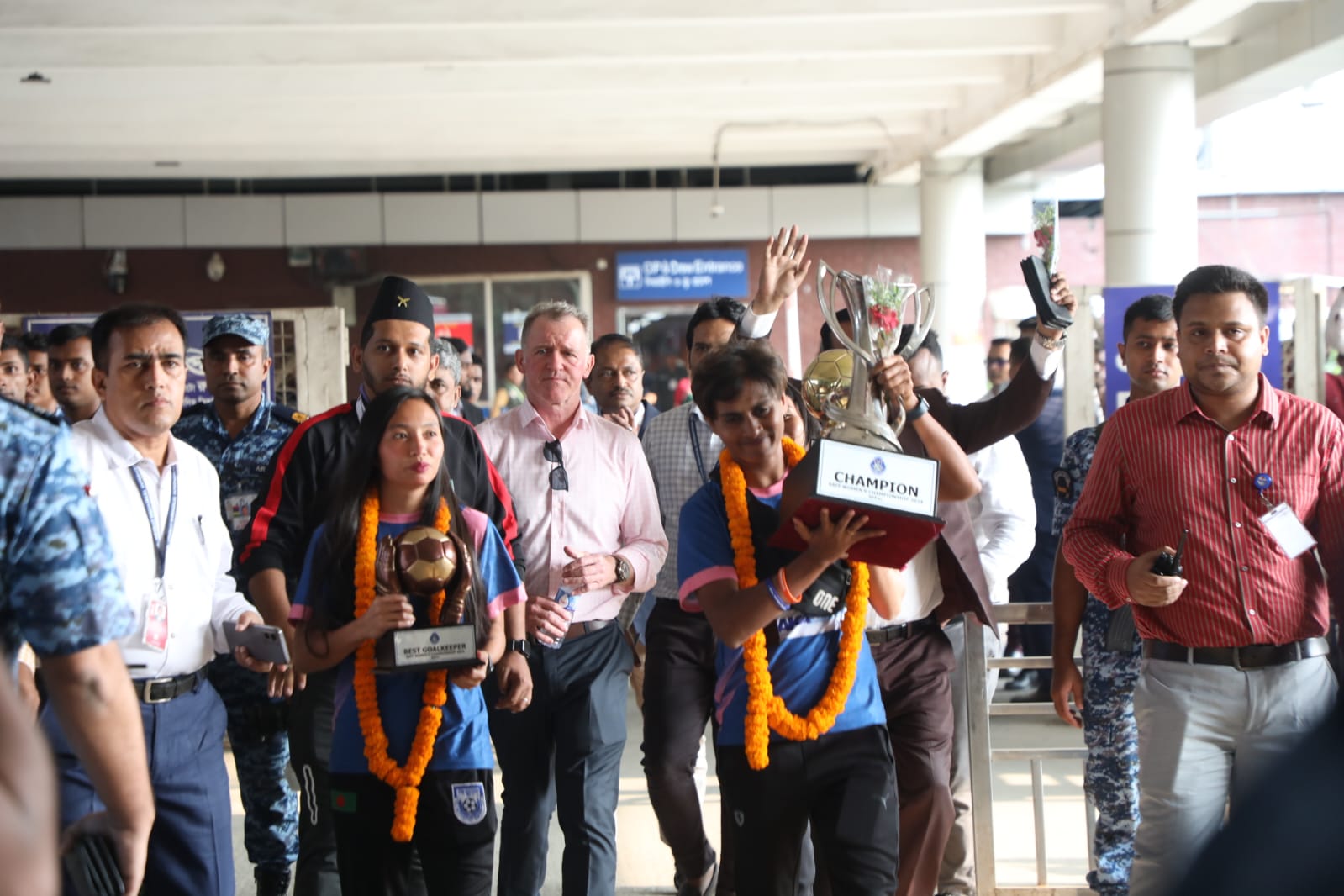 Champions arrive home
