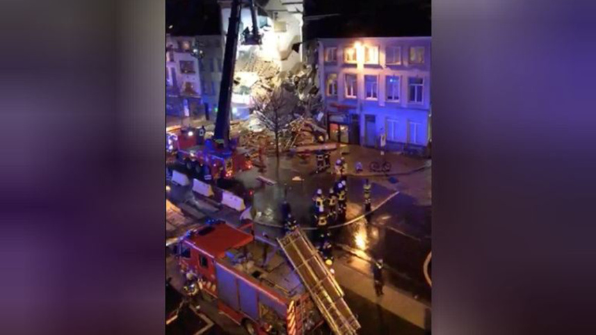 Emergency rescue personnel attend to the scene