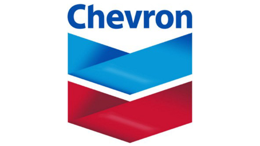 The logo of the Chevron Corporation