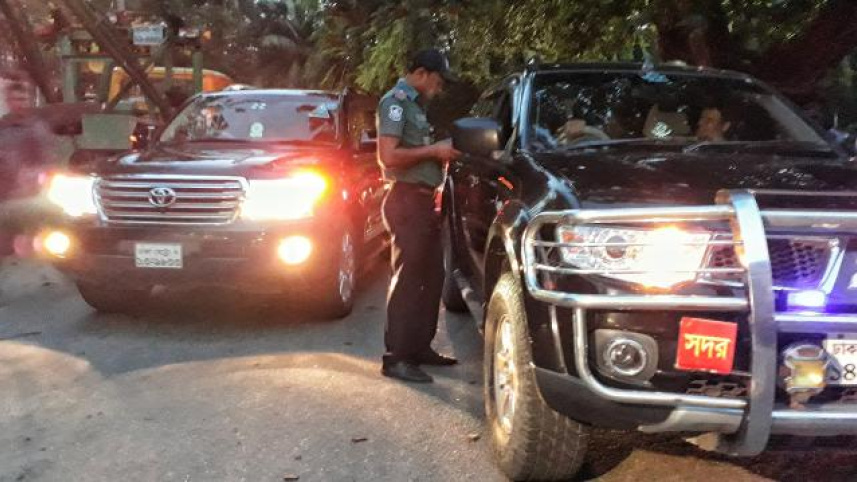 At least 51 vehicles belonging to VIPs and influential people are fined by law enforcers for plying the wrong side of a road in Dhaka. 