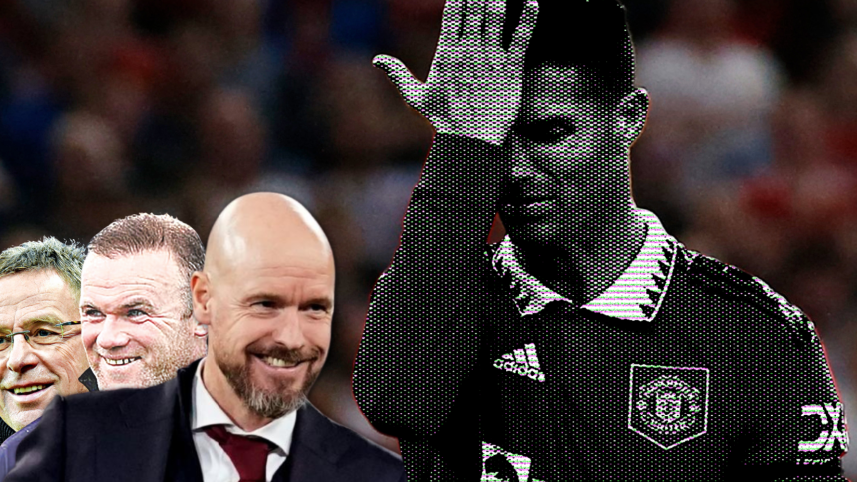 Ronaldo with Rooney, Ten Hag, and Ragnick
