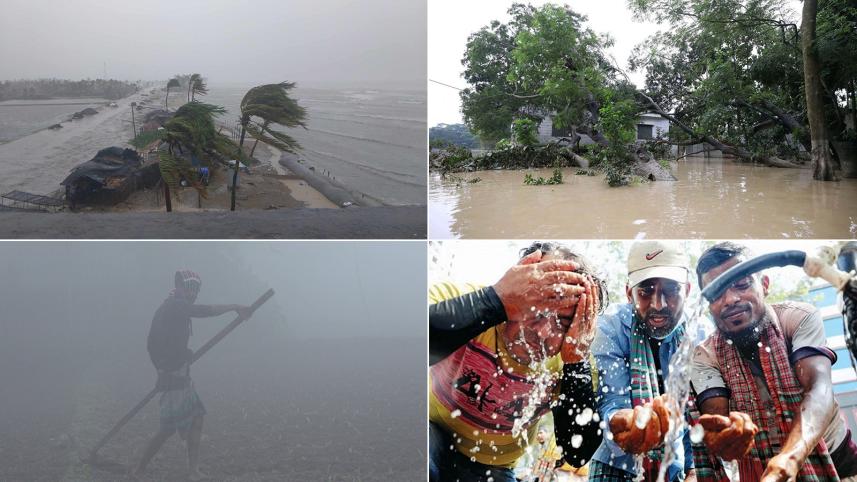 Climate change in Bangladesh: A collage of some extreme weather events that took place in Bangladesh in 2023