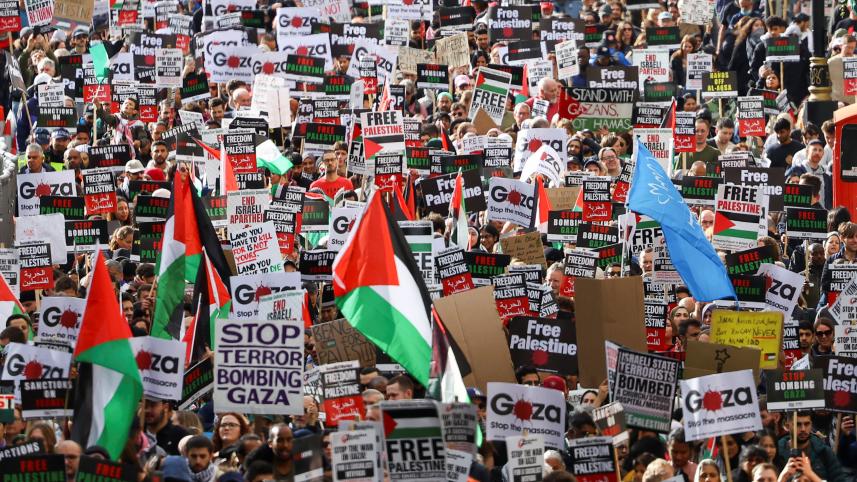 Activists protesting for a ceasefire in Gaza.