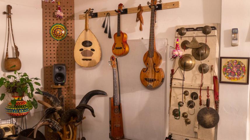 Rahul Ananda, Joler Gaan, Dhanmondi 32, cultural hub, creative hub, musical instruments, Bangladesh, Sheikh Hasina, mass uprisings, vandalism, destruction, Emmanuel Macron, French president visit, open-door policy, cultural enthusiasts, Bengali music, tra