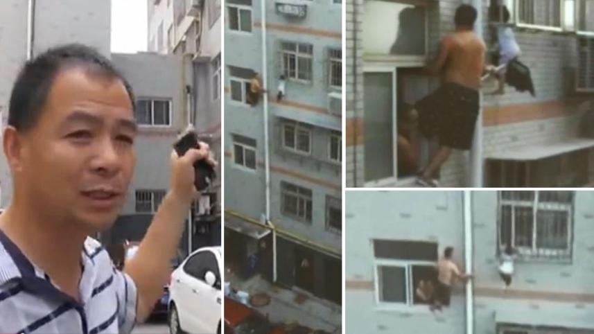 man saves child
