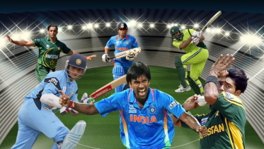 Image of Indian and Pakistani cricket players from mid 2000s