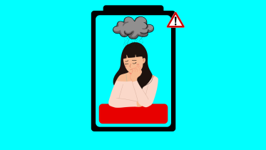 An illustration of a girl with a drained battery
