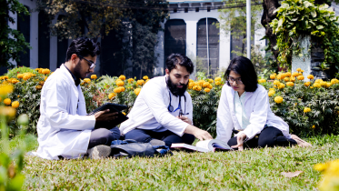Medical students studying
