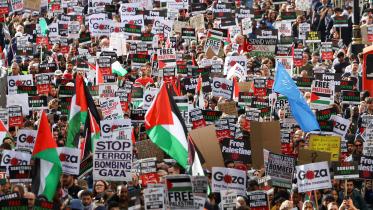 Activists protesting for a ceasefire in Gaza.