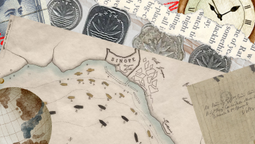 Collage of history elements.