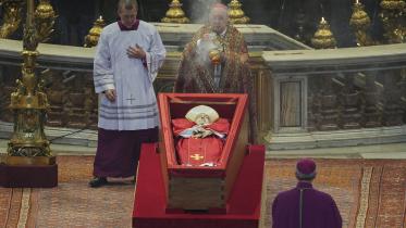 Pope Francis coffin lying in state