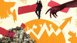 FDI, Globe, Silhouettes of workers